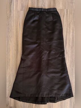 Alex Evenings Black Satin Maxi Skirt